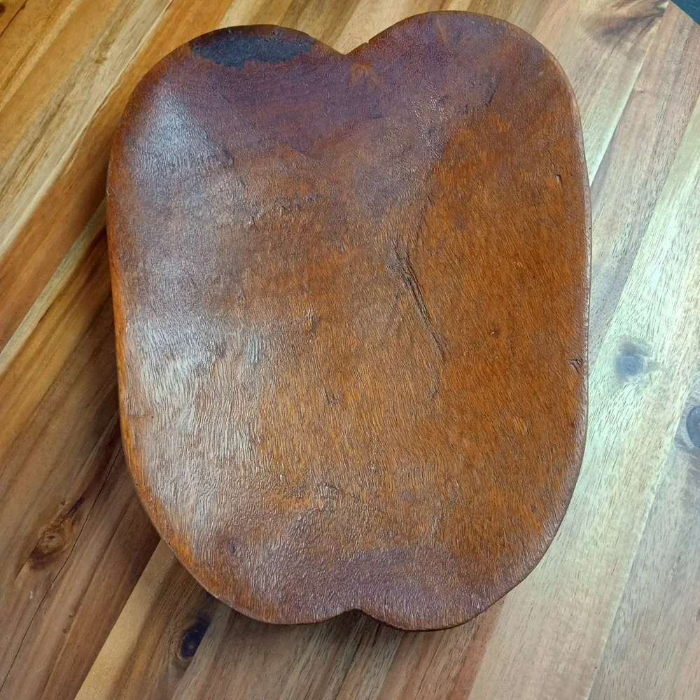Vintage MCM Wooden Fruit Bowl with 10 pc Wooden Fruit Veggie‎ Decorative Dish